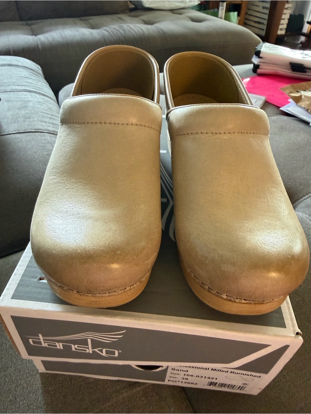 Dansko Tan Leather Slip-On Clogs